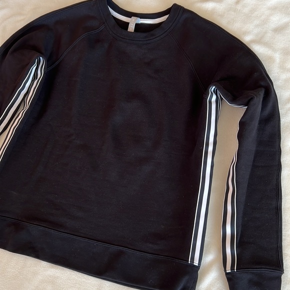 Athleta 24/7 Black With White Stripes Crew Sweatshirt Size Small Tall - Picture 5 of 10